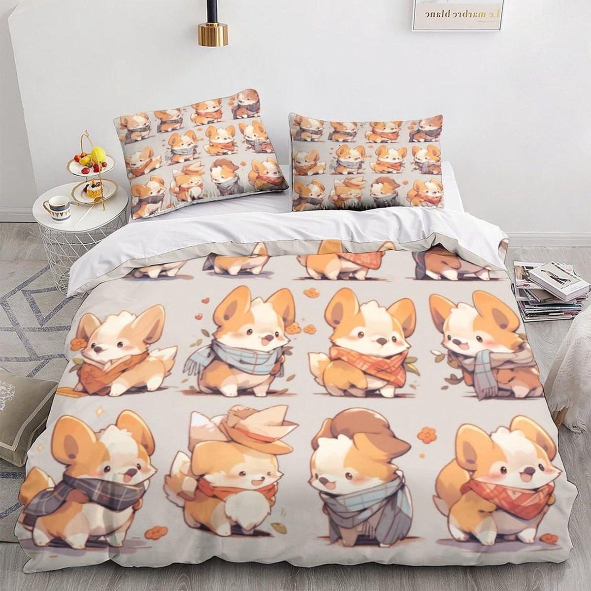 Dekbedovertrek Set met Dierenprint in Cartoon Stijl voor Volwassenen, 200x200 cm
