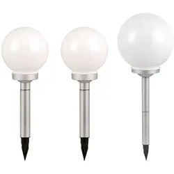 3x LED Solar Steck Lampen Kugel Garten Leuchten Terrassen Außen Strahler Durchmesser 2x 15 cm, 1x 10 cm