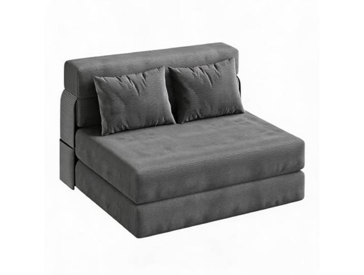 Litake 4-in-1 Klappsofa-Bett, Umwandelbare mit Gästecouch Kissen Dunkelgrau 4-in-1 Klappsofa & Liegesessel Samtweichem Cordbezug & abnehmbarem Bezug, Multifunktionales Klappsofa-Bett 102x76x61 cm