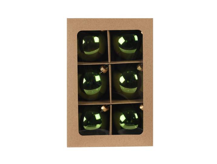 6er Set Weihnachtskugeln aus Glas, grün