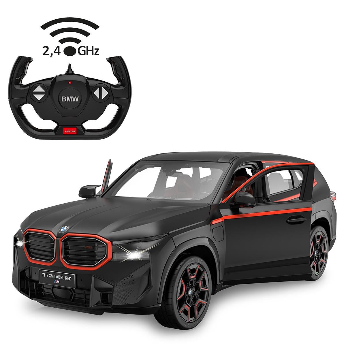 Jamara BMW XM schaal 1:14 RC auto zwart met handmatig openende deuren en 2,4 GHz besturing