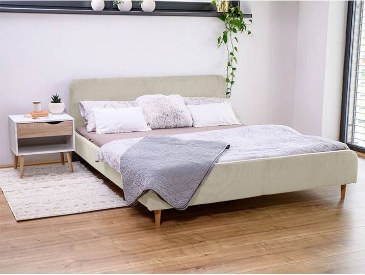 Cremefarbendes Cord-Bett AMELIA FJORD 140 x 200 cm