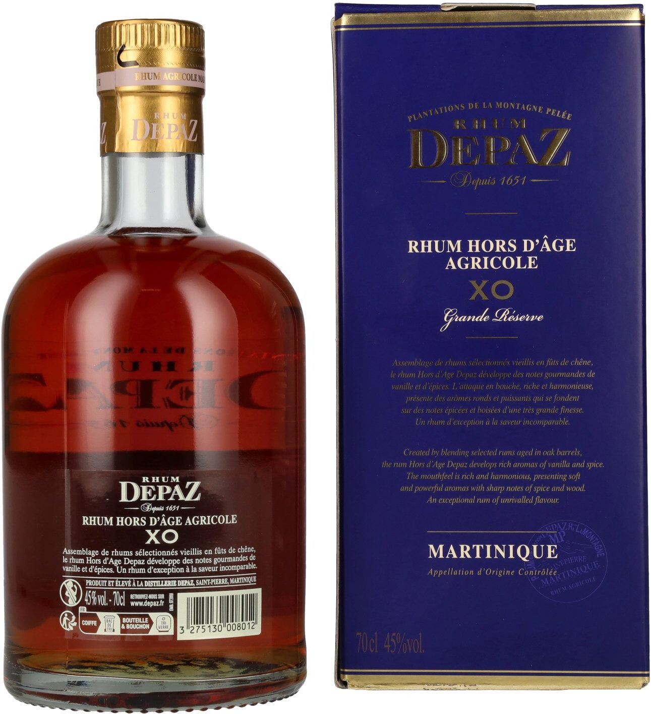 Depaz Rhum Hors D'Âge Agricole XO Grande Réserve 45% Vol. 0,7l in Geschenkbox
