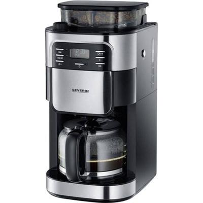 Severin KA 4810 Kaffeemaschine Edelstahl (gebürstet), Schwarz Fassungsvermögen Tassen=10 mit Mahlwerk, Timerfunktion