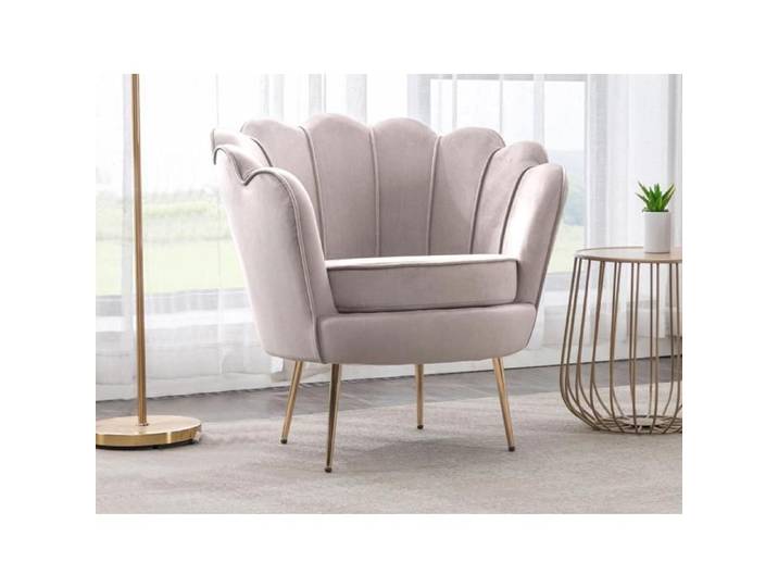 Fauteuil coquillage en velours taupe DANDELION