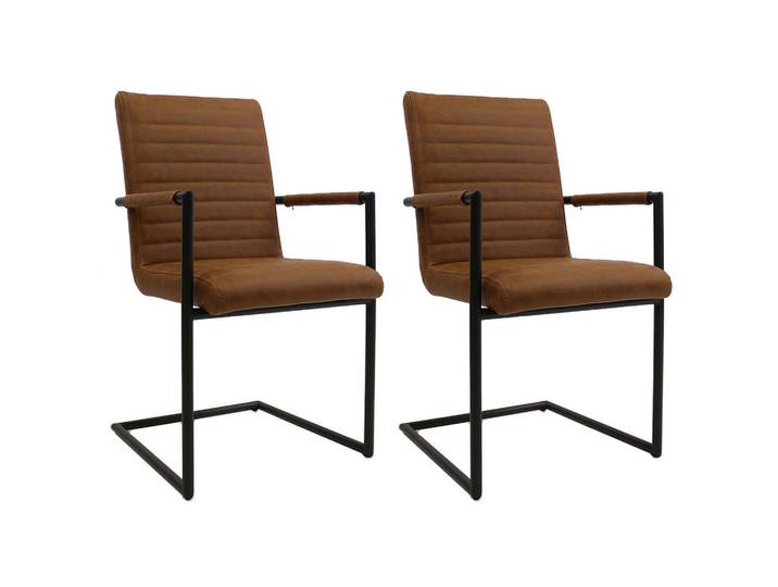 Armlehnstuhl-Set, Cognac, 54x97x57 cm, Lederoptik, U-Form, Urban, MID.YOU