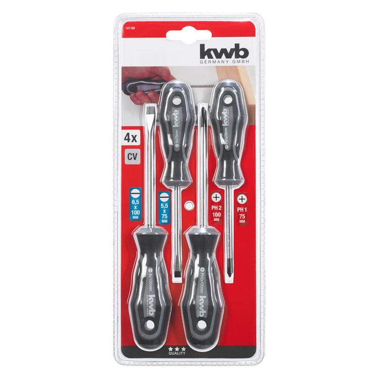 kwb Schraubendreher-Set 4teilig (Kreuzschlitz, Pin-torx, Schlitz) (141190)