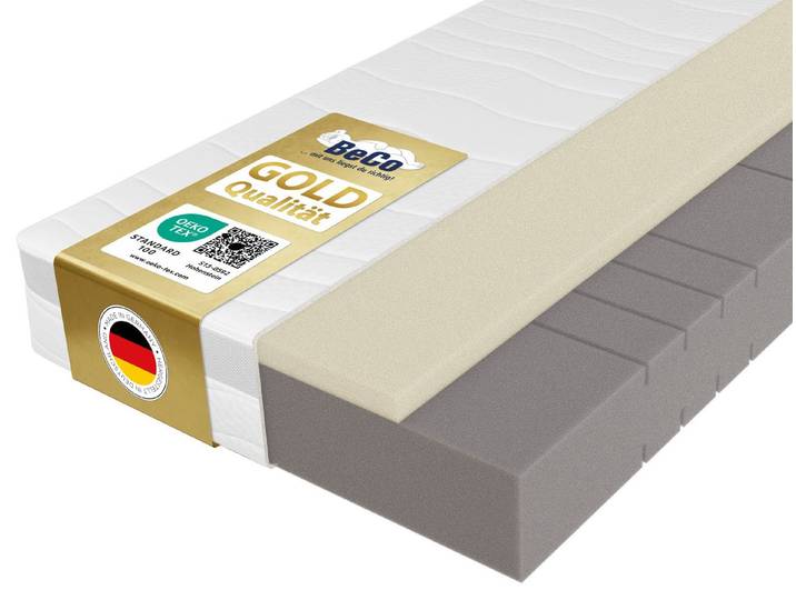 Hybridschaum-Matratze Feel Like Latex ONE KS - GOLD, Matratze 90x200 cm, 140x200 cm und mehr, Beco, 21 cm hoch, Ergonomischer Hybridschaum mit komfortabler Feel Like Latex Auflage
