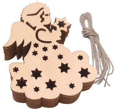 Inspired Deals 10PCS Wood Christmas Ornaments Hollow Carved Christmas Tree Decorations For DIY Holiday Decor angel
