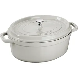La Cocotte Topf 2,35 l oval weißer Trüffel aus Gusseisen gefertigt