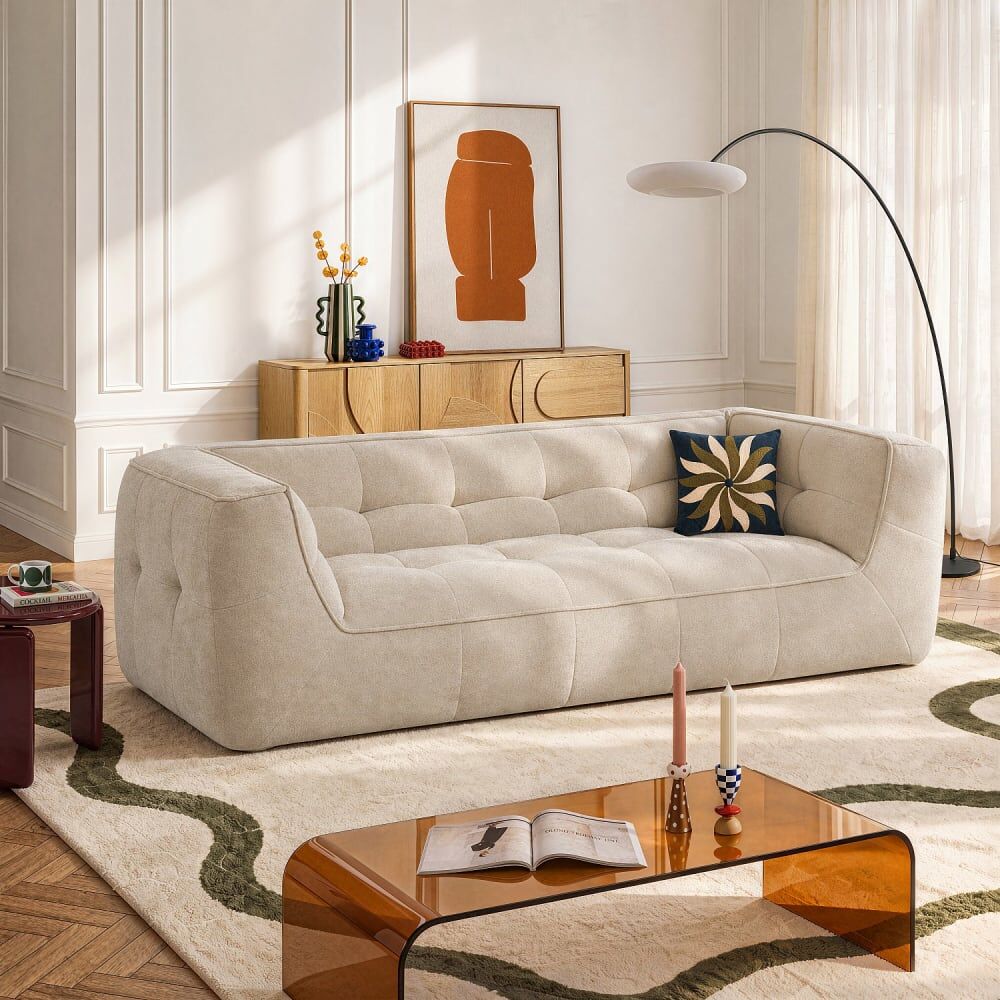 Habitat Canapé 2 places en tissu - sable Beige 230x71x101cm