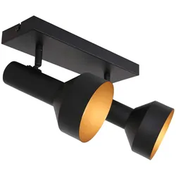 Deckenleuchte Deckenstrahler Metall Gold Schwarz Spots verstellbar H 20 cm