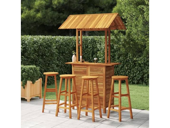 Ensemble de Bar de Jardin 5 pcs Mobilier de Patio Table et Tabourets de Bistrot Meubles de Terrasse Extérieur Bois 3116007