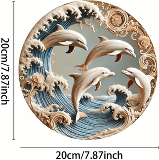 Inspire Curations Wooden Dolphin Underwater Wall Plaque Coastal Nautical Decor For Home & Office 1 2pcs