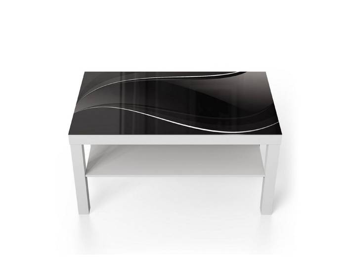DEQORI Couchtisch 'Dunkle Wellengrafik', Glas Beistelltisch Glastisch modern
