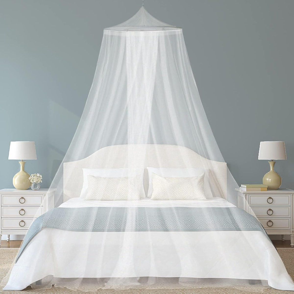 Wit polyester muggennet voor volwassenen, plafondhangend, modern design