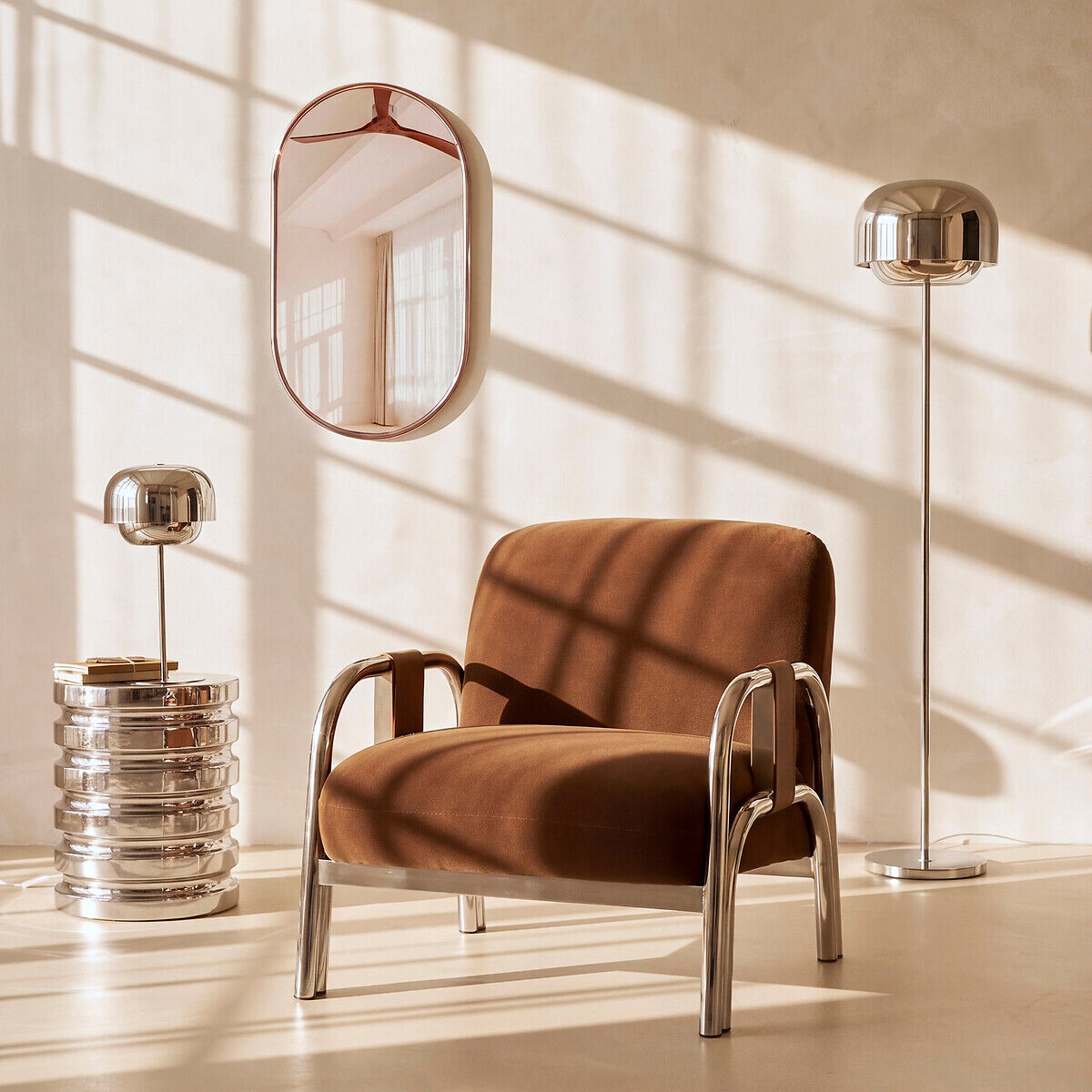 LA REDOUTE INTERIEURS Lampadaire en métal fer chrome, KINOKO