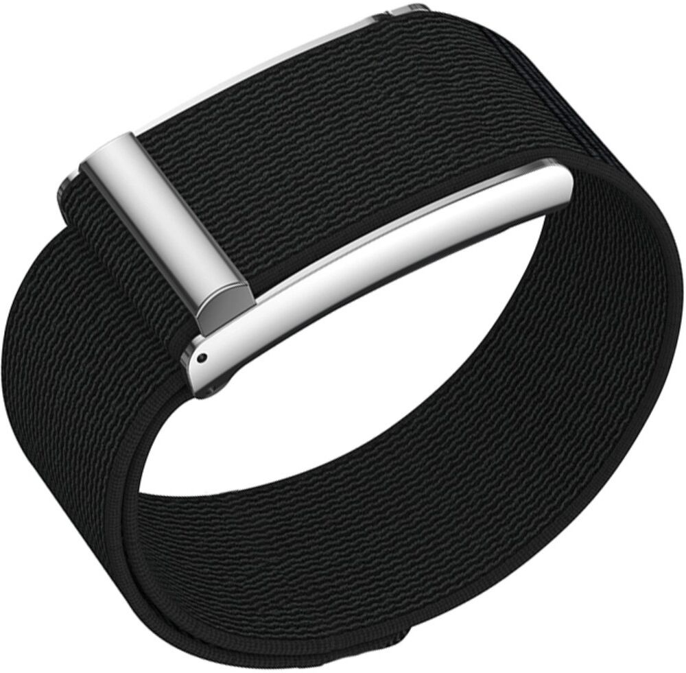 INF Elastisches Nylon-Armband kompatibel mit Whoop und Whoop 5 – Schnellverschluss Klett, Metallgehäuse-Adapter, Geteiltes Schwarz