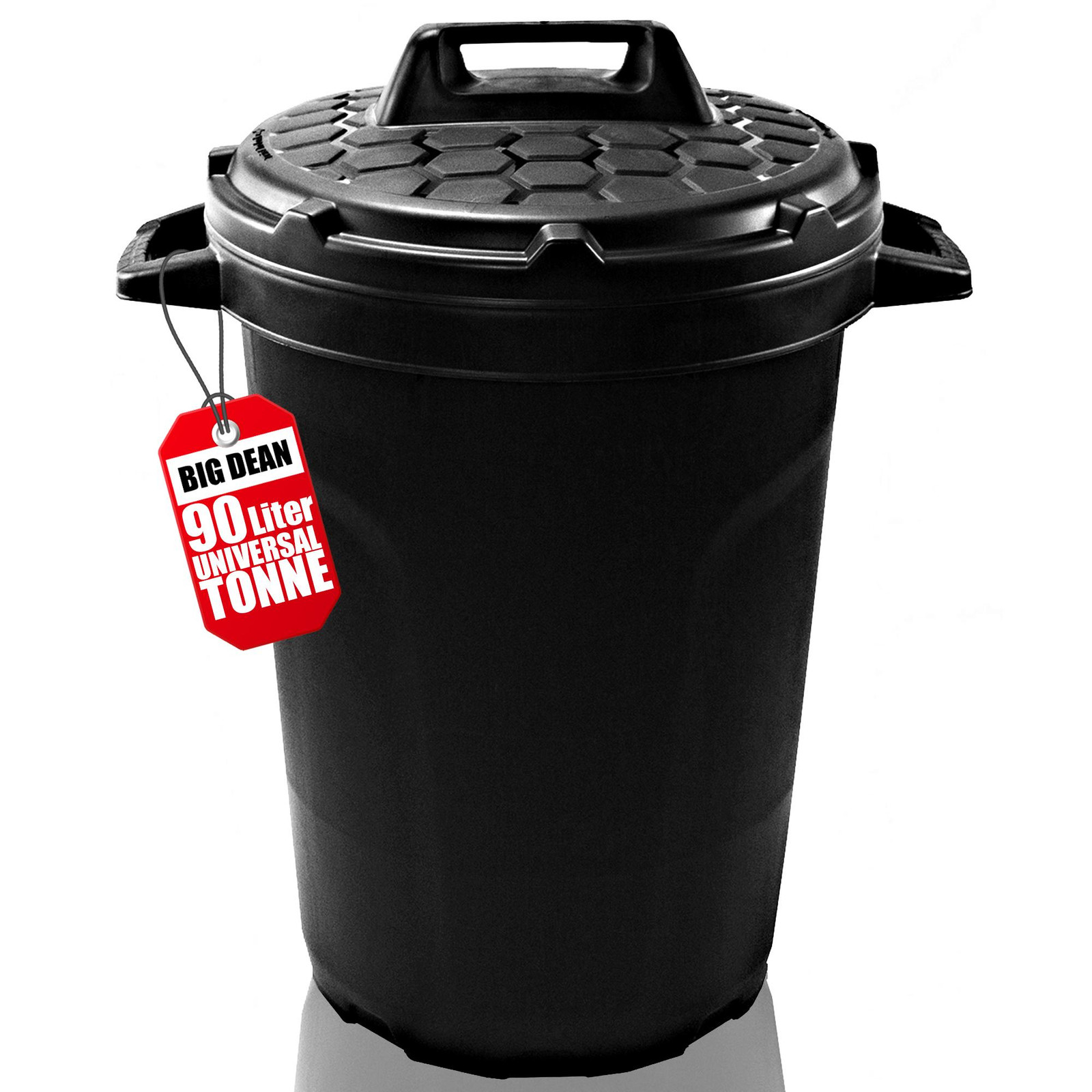 BigDean universele afvalcontainer met deksel, 90 liter, zwart, plastic