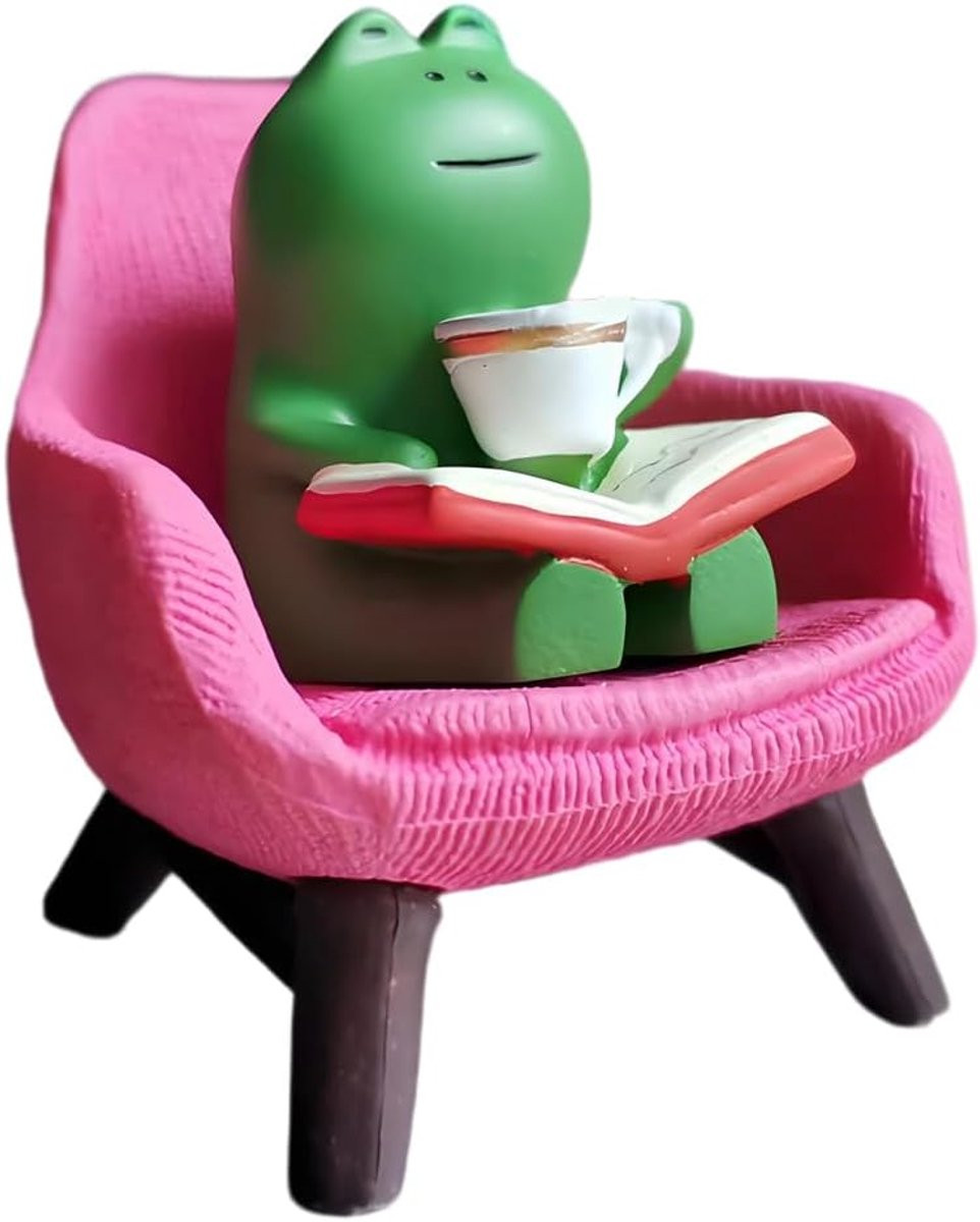 ShopVlot Miniatuur Kikkers Decoratie voor op de Plank en Bureau - Roze Sofa
