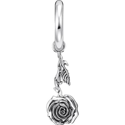 Single-Creole THOMAS SABO "Einzel-Creole mit abnehmbaren Anhänger Midnight Rose", silber (silberfarben), Ohrringe, Damen, Silber 925 (recycelt)