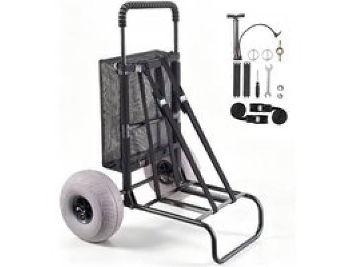 VEVOR Chariot de plage avec grandes roues pour le sable, porte-bagages 510 x 370 mm, chariot de transport pliable avec roues ballon de 228,6 mm, 74,8 kg, hauteur 690 à 1140 mm, pour plage, camping