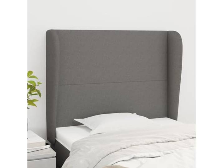 RJPLMFV Kopfteil mit Ohren, Dunkelgrau, 93 x 23 x 118/128 cm, Stoff Stabile Holzbeine, höhenverstellbar, Rückenlehne lesbar, Rückenstütze zum Lesen