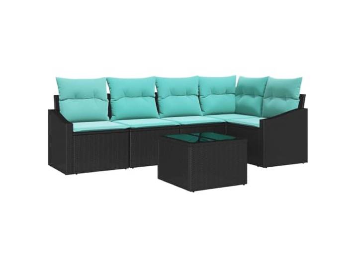 Makastle Lounge Sofa-Set 6-TLG. Poly Rattan Schwarz Türkis
