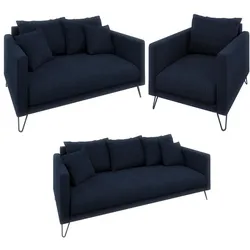 SITZGARNITUR 3+2+1 Harmony Marineblau Chenille