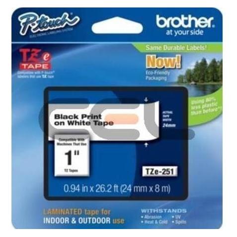 Brother TZ251CIV Laminiertes Band (2.40 cm, Schwarz, Weiss) (TZE251CIV)