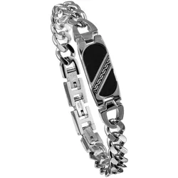 Holzkern Herren Edelstahl-Armband Outlands Schiefer-Silberfarben