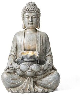 "Glitzhome 28.25""H Zen Style Meditating Buddha Statue Patio Fountain with LED Lights - 28.25"""