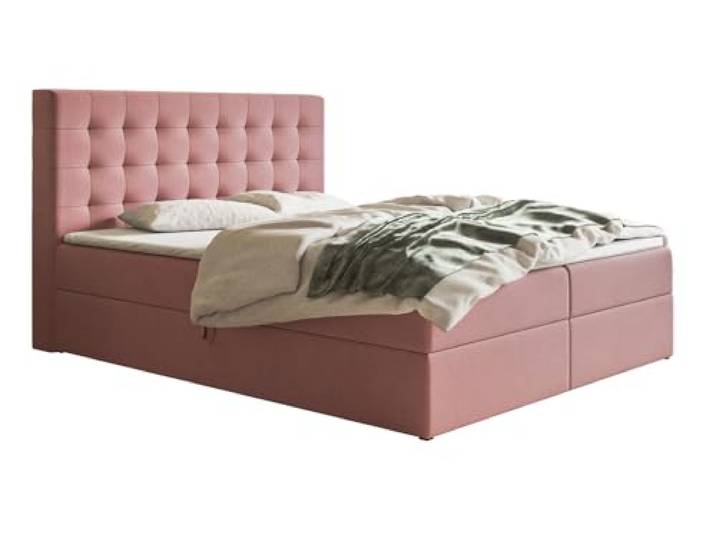 Emporius Doppelbett mit Matratze 180x200 Jora - Boxspringbett, Topper, 2X Bettkasten - Samtstoff Rosa (Jasmine 61)