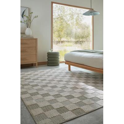 Designteppich FLAIR RUGS "MUTED CHECKERBOARD", grün, B:194cm H:4mm L:290cm, Baumwolle, Polyester, Teppiche, Waschbarer Teppich, Modernes Schachbrettmuster
