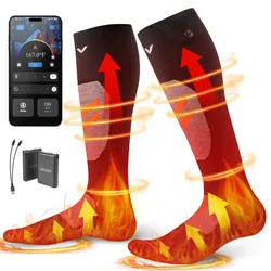VEVOR Beheizte Socken, Größe S, 5000 mAh Akku Wiederaufladbare Heizsocken mit 4 Heizstufen & APP-Steuerung, Fußwärmer für Outdoor, Angeln, Camping, Skifahren, Wandern, Unisex