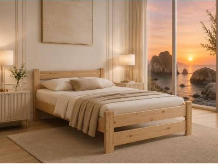 Best For Home - Massivholzbett Futonbett Naturholzbett bettgestell Hochbett aus 100% Naturholz kopfteil Bett Bett mit lattenrost Und kopfteil Seniorenbett bettgestell (160x200 cm)