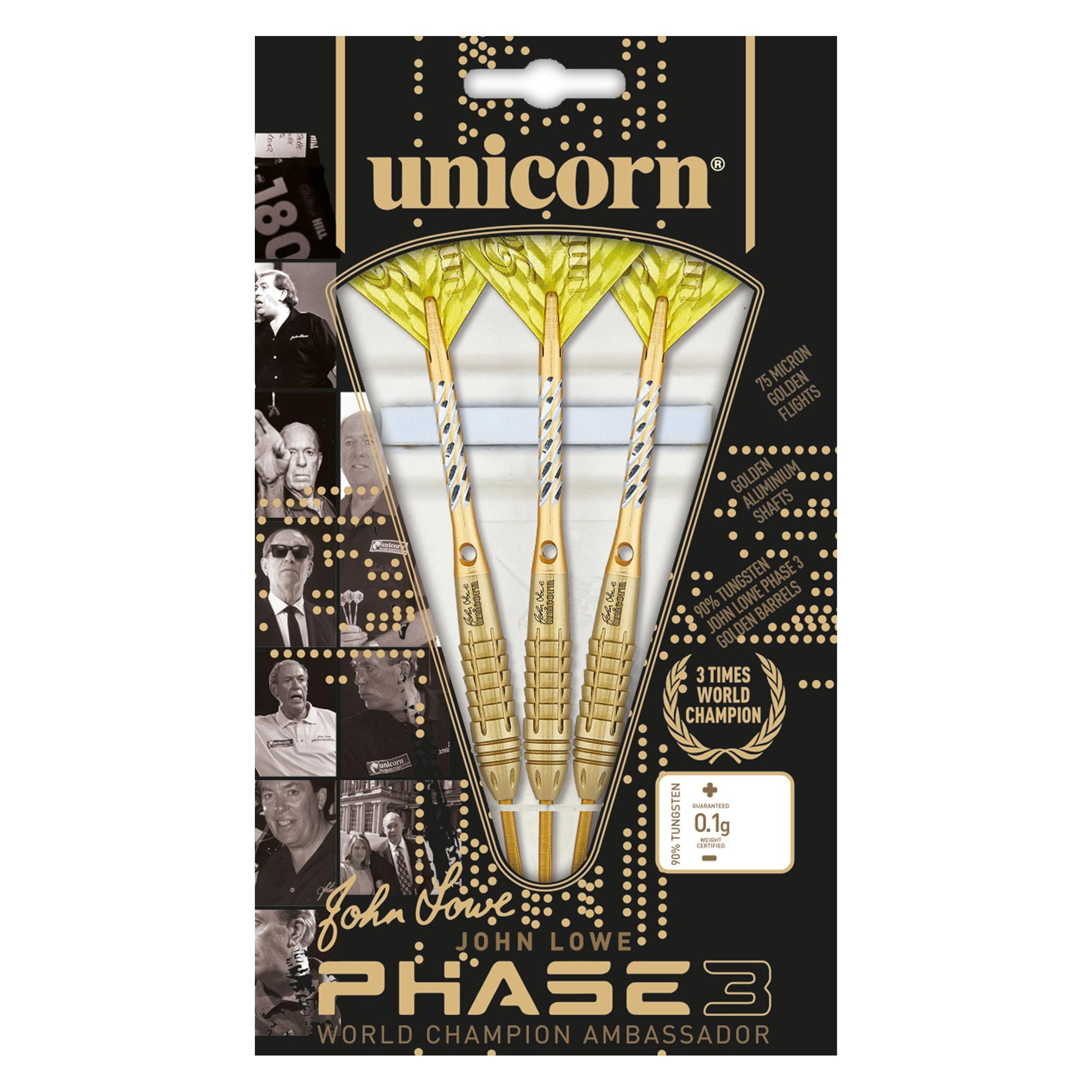 Unicorn World Champion John Lowe Phase 3 Steel Darts 1 Satz (25 g) (27513)