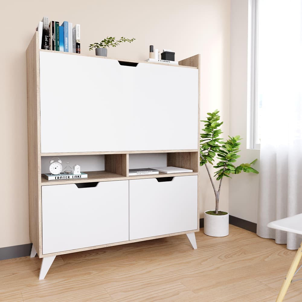 Vicco Secrétaire bureau , sonoma 110 x 140cm Marron 110x140x45cm