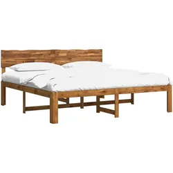 vidaXL, Bett, Doppelbettgestell mit Kopfteil ROSTOCK Natur 193 x 203 cm (193 x 203 cm)