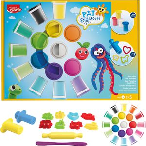 Maped Knete 907217 PAT'DOUGH Maxi Set mit Zubehör, ab 3 Jahren, farbig sortiert, 20 Dosen je 56g