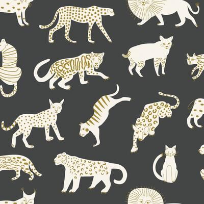 Leah Duncan Black Kitty Kitty Peel & Stick Wallpaper