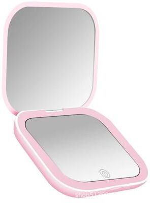 Fusion Finds Portable LED Compact Mirror With Light And Magnifying Travel Makeup Mirror pink