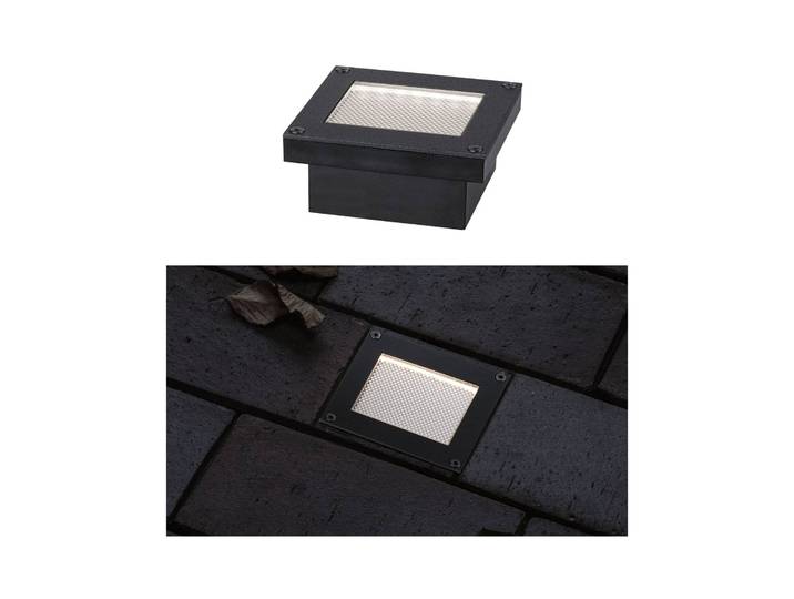Paulmann Domenic LED grondspot inbouwlamp 8x8cm, zwart, Kunststof, Modern, Solar buitenverlichting