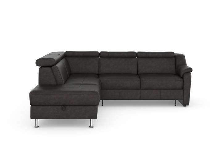 Ecksofa, Luxus-Microfaser, Anthrazit, 252×216 cm, Kopfteilverstellung, Sitze für 5,5, Sit&More