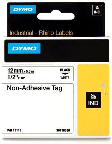 Dymo 18113 (S0718380) cinta no adhesiva negro sobre blanco 12mm