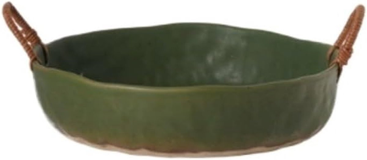 Keramieken Fruitschaal in Scandinavisch Design - Groen Wit - 25,5 cm