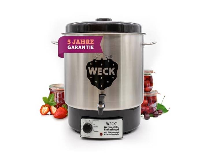 WECK Glühweintopf / Einkochautomat WAT 24A (Einkochtopf aus Edelstahl, Heißwasserspender, Glühweinkocher, 35cm, 30 L, 230V, 1800 W) 6832
