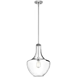 Pendelleuchte Deckenlampe Hängeleuchte Stahl Glas Chrom D 35cm Esszimmerlampe