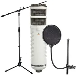 RØDE Podcaster mit K&M 23956 Popschutz mit Ständer, Mikrofon