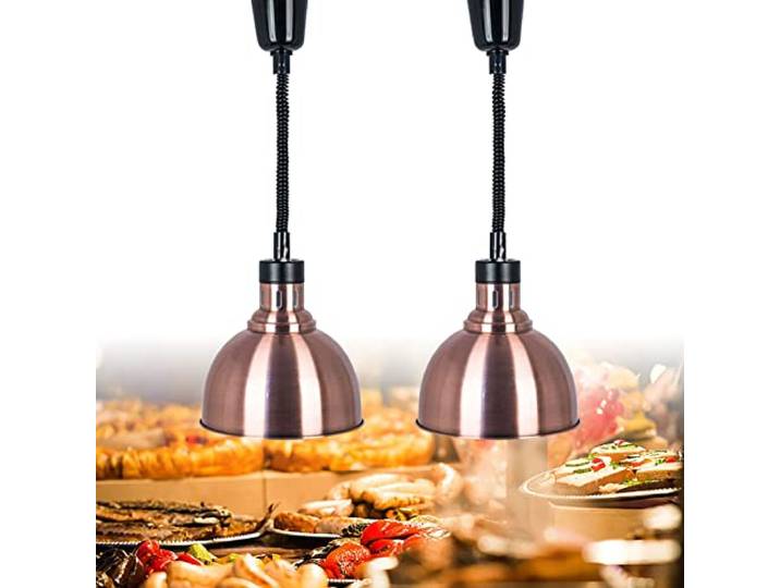 VFDZ Wärmelampe Küche für Essen, Höhenverstellbar 60-180cm(2pcs) Lebensmittel Wärmelampe, Hängende Wärmebrücke Küche Gastro Mit 250W Glühbirne für Restaurant, Buffet
